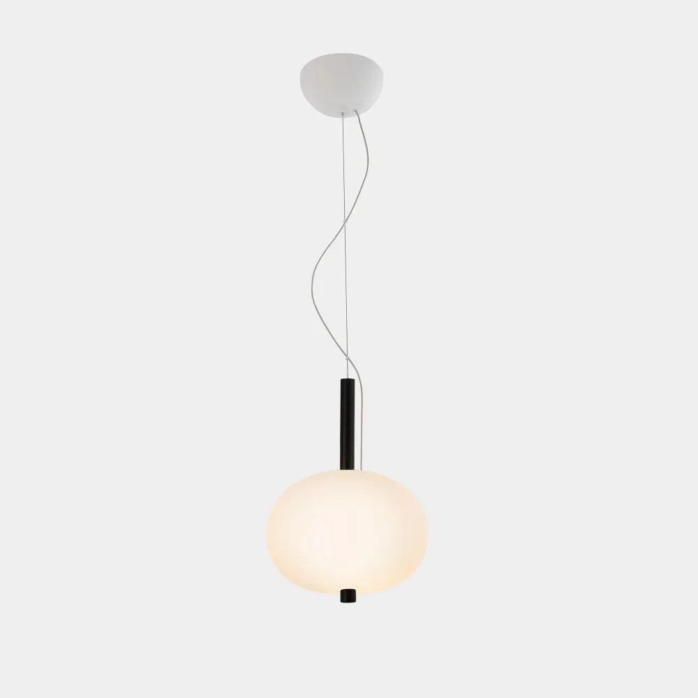 LedsC4 Ilargi LED Ball Pendant Ceiling Lamp Dark Wood and Opal Ø320 00-6455-92-F9