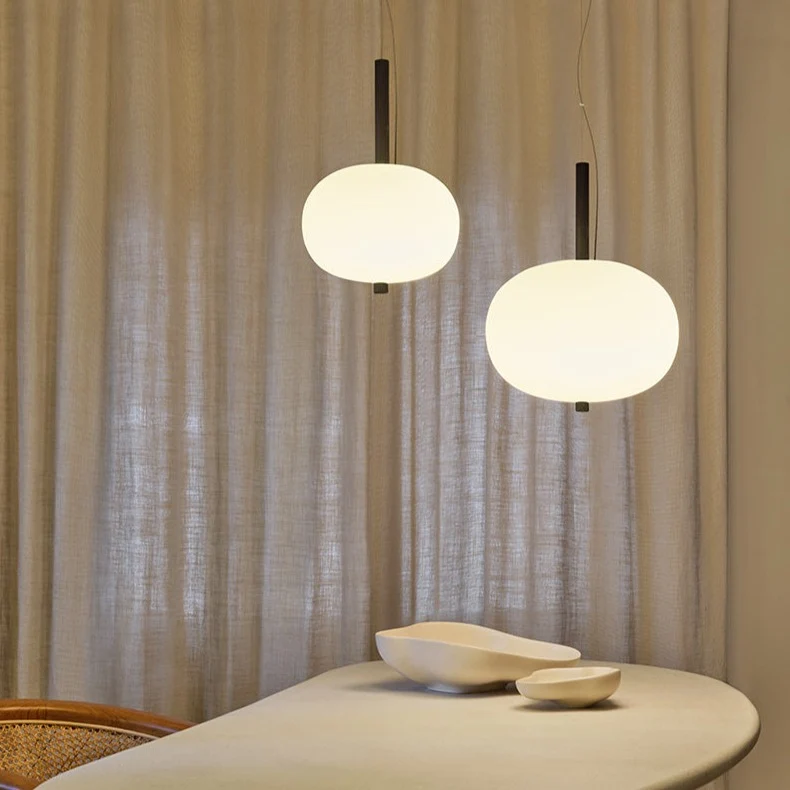 LedsC4 Ilargi LED Ball Pendant Ceiling Lamp Dark Wood and Opal Ø320 00-6455-92-F9
