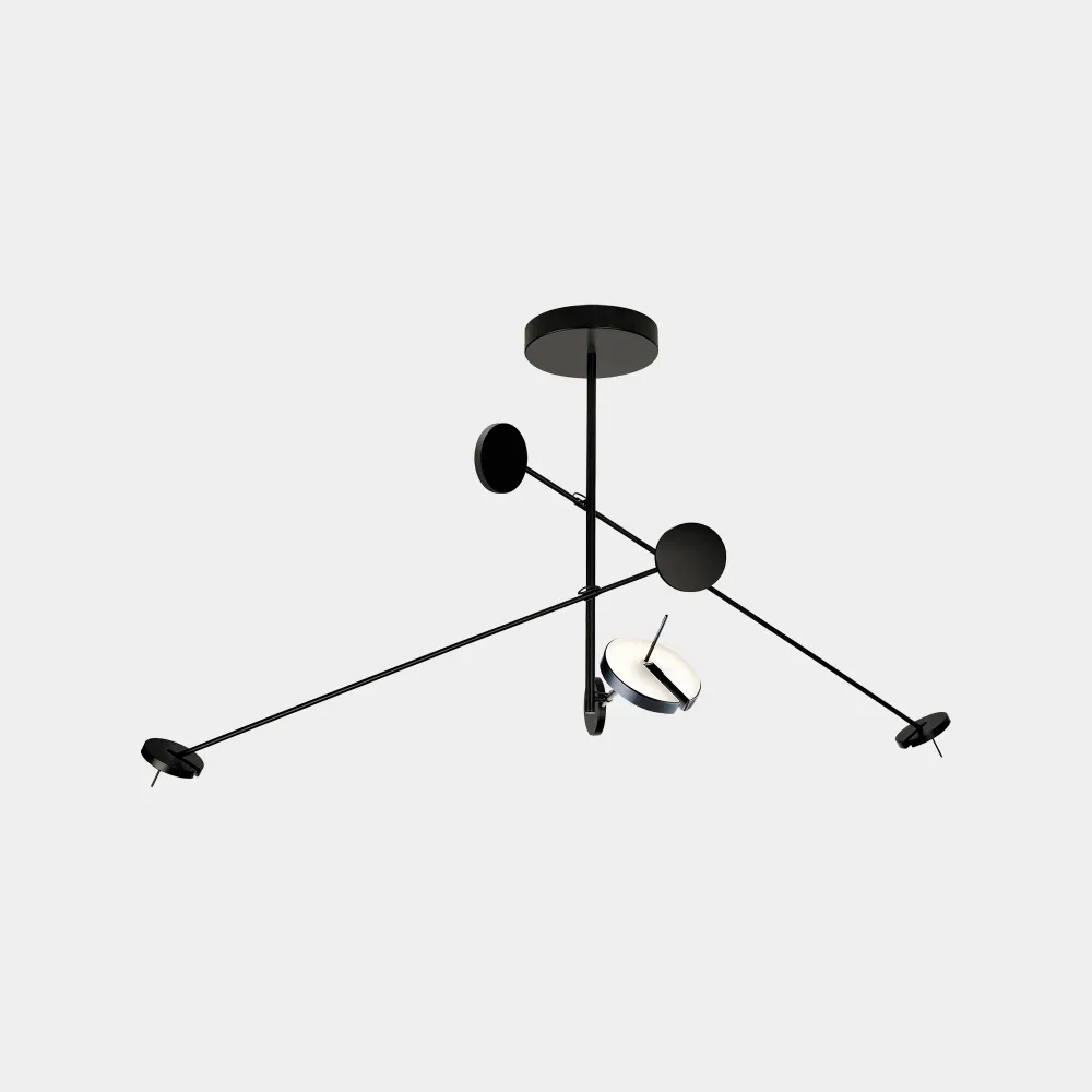 LedsC4 Invisible Triplex LED Pendant Ceiling Light Warm White Phase Cut Black 1178 Lights 00-5696-05-05