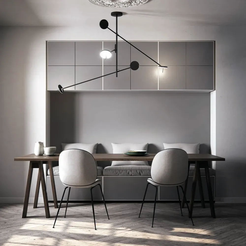 LedsC4 Invisible Triplex LED Pendant Ceiling Light Warm White Phase Cut Black 1178 Lights 00-5696-05-05