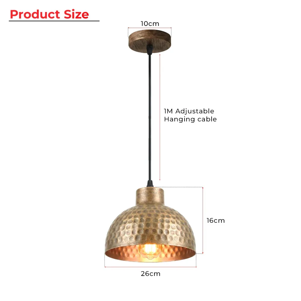 LEDSone Suspension Luminaire Industrielle Cuivre Antique Martelé E27 réglable ~1979