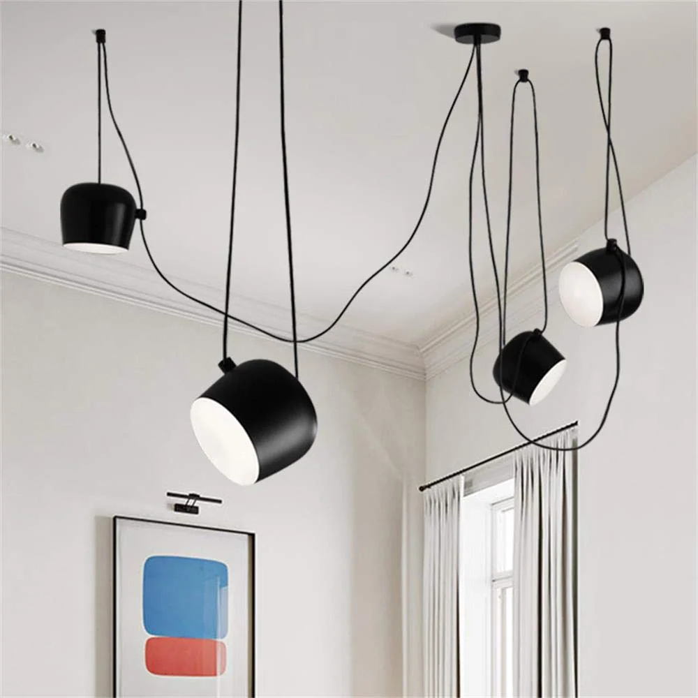 LEIKAS Industrielle en Aluminium Suspension De L'araignée avec Acrylique Noir Blanc LED Suspendu Plafond Lampes Bureau Caf...