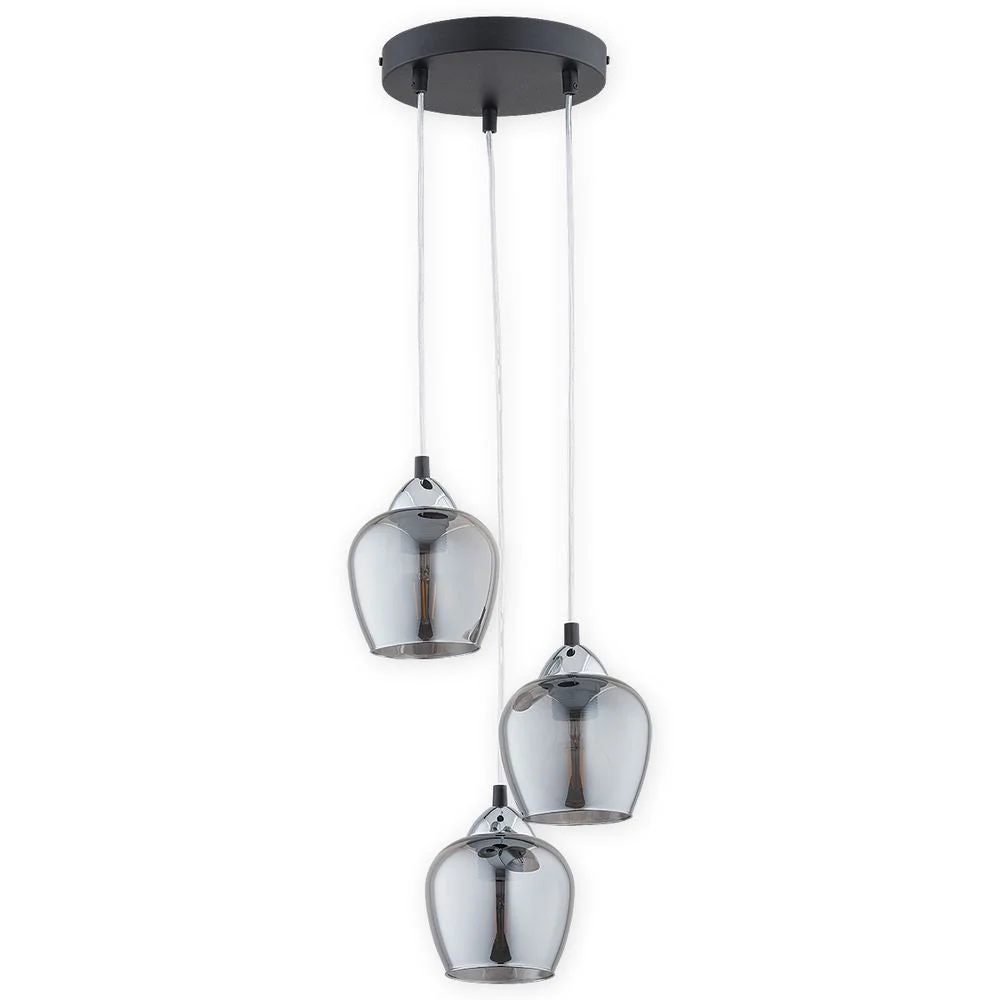 Lampe Pandant Lemir Margo 3xE27 acier Chrome