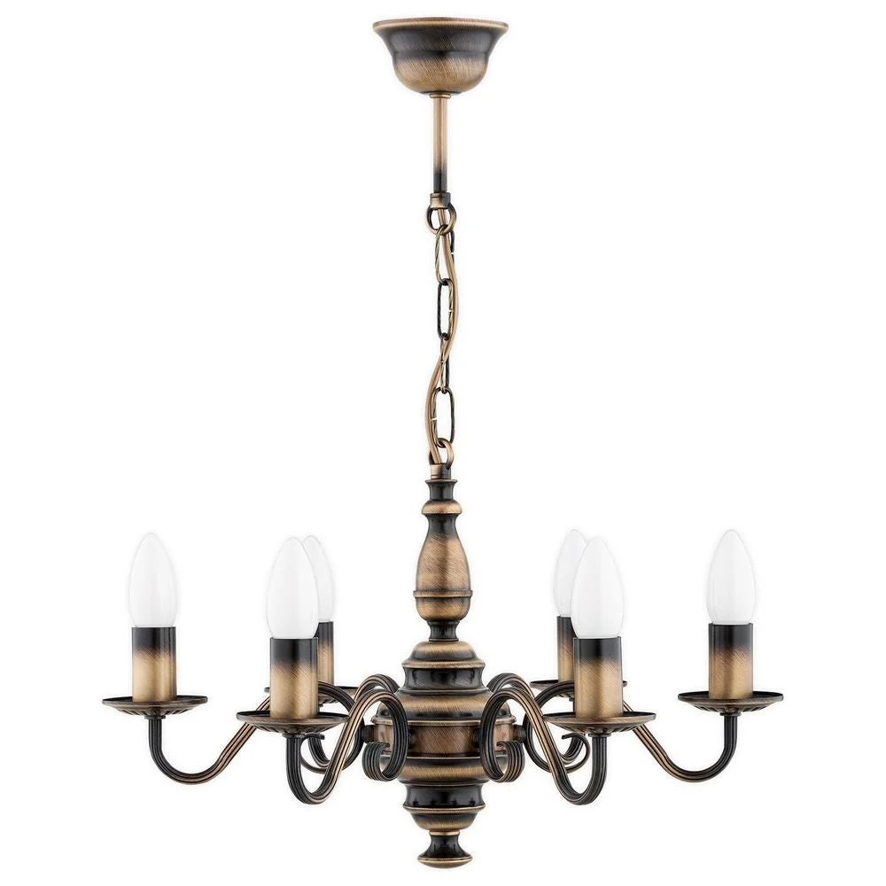 Lustre Lemir Velita 6xE14 acier patiné