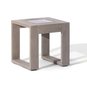 Les Jardins Rancho Table basse solaire 40x40cm avec luminaire solaire h:40cm 500 Lumens