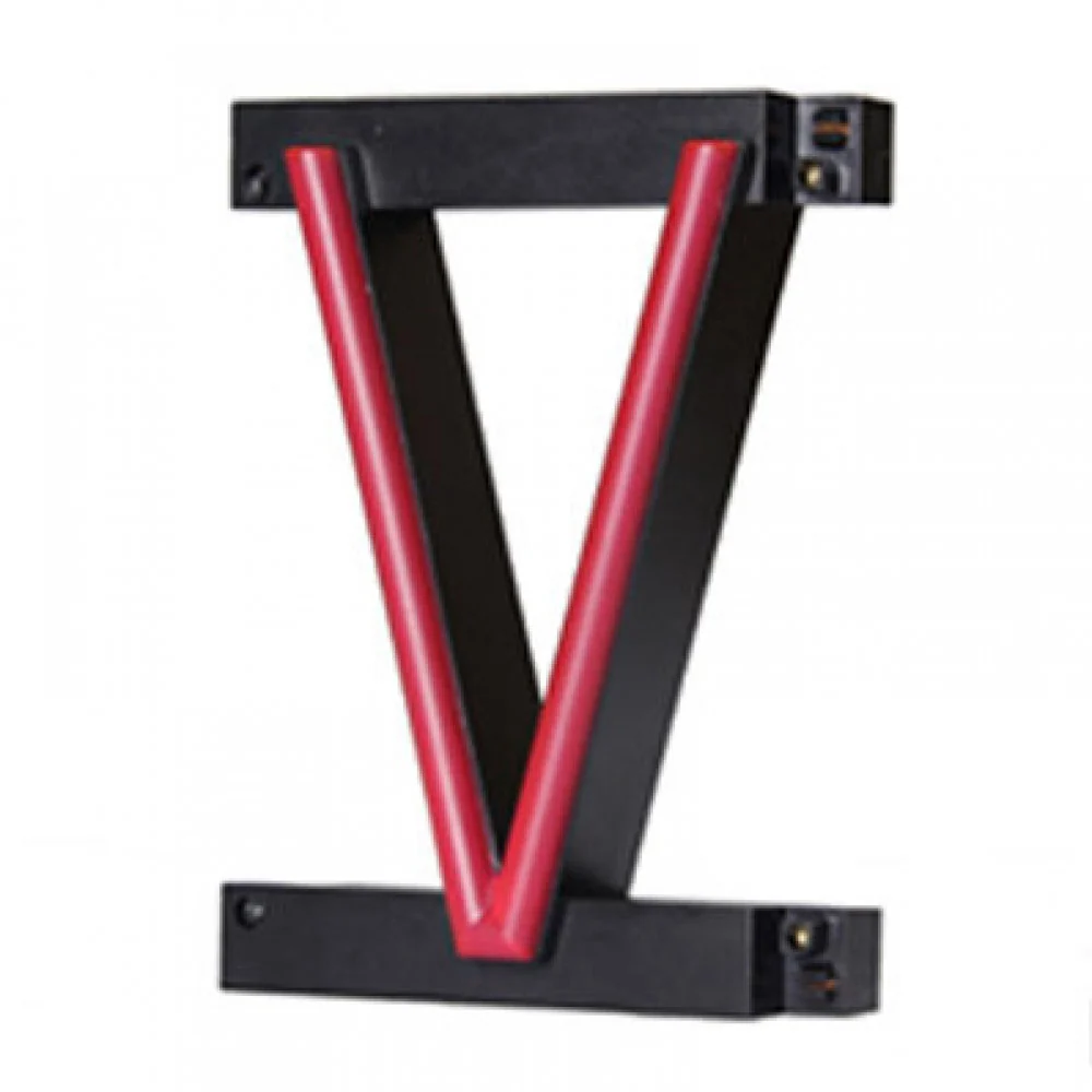 Lettre LED Neon V largeur 108Mm Hauteur 161Mm Contexte 38Mm