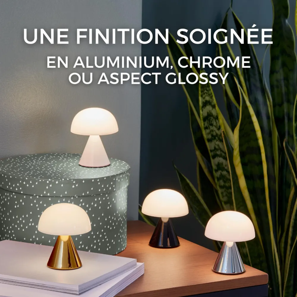 LEXON MINA Mini Lampe Champignon sans fil rechargeable, lampe LED à poser ou de chevet, à variateur d'intensité, jusqu'à 1...