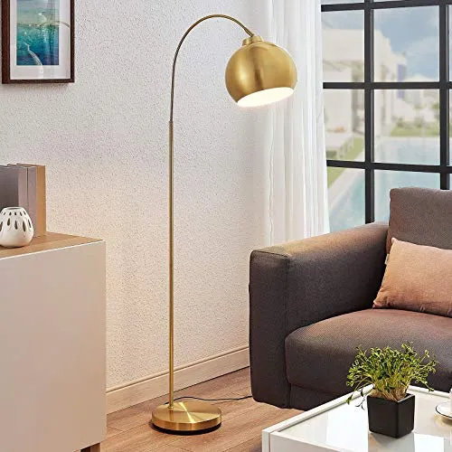 Lampadaire LED 'Moisia' en Doré en Métal e. . pour Salon & Salle à manger (1 lampe,à E27, ++) de Lindby | Lampadaire Sur P...