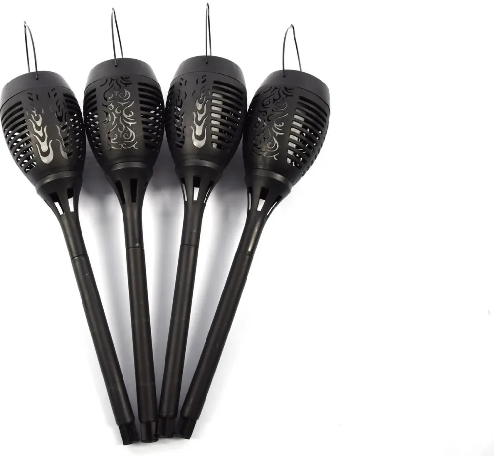 Lot de 4 lampes torches solaires de jardin 50 cm avec capteur, 36 LED, 300 mAh, 1,2 V – Éclairage solaire de jardin – Écla...