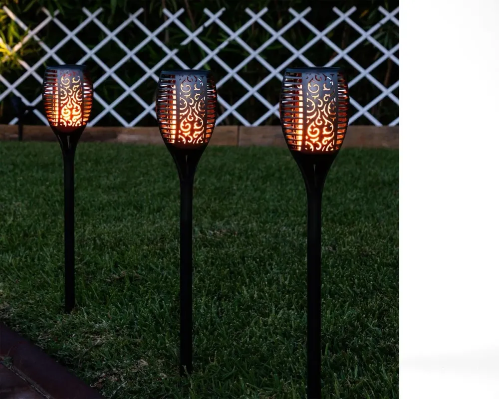 Lot de 4 lampes torches solaires de jardin 50 cm avec capteur, 36 LED, 300 mAh, 1,2 V – Éclairage solaire de jardin – Écla...