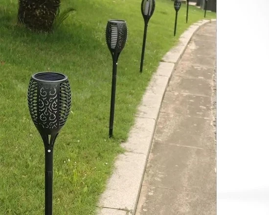Lot de 4 lampes torches solaires de jardin 50 cm avec capteur, 36 LED, 300 mAh, 1,2 V – Éclairage solaire de jardin – Écla...