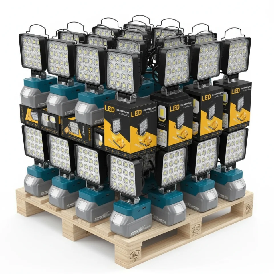 Lot de 20 lampes de travail LED sans fil compatibles avec Makita 18 V, 48 W, 4 800 lm