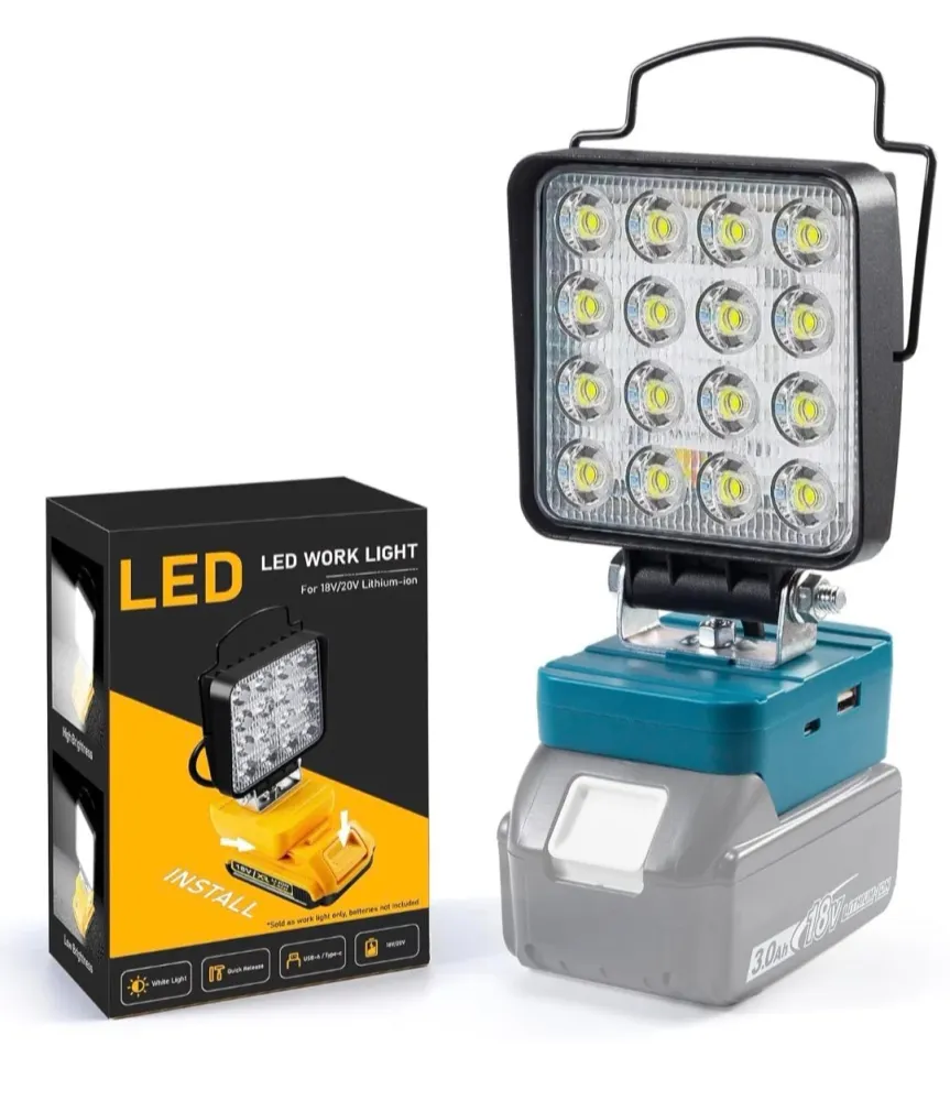 Lot de 20 lampes de travail LED sans fil compatibles avec Makita 18 V, 48 W, 4 800 lm