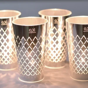 Lot de 4 luminaires striés argent