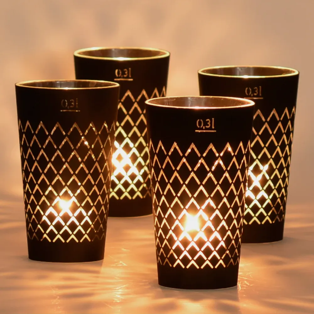 Lot de 4 luminaires striés noir