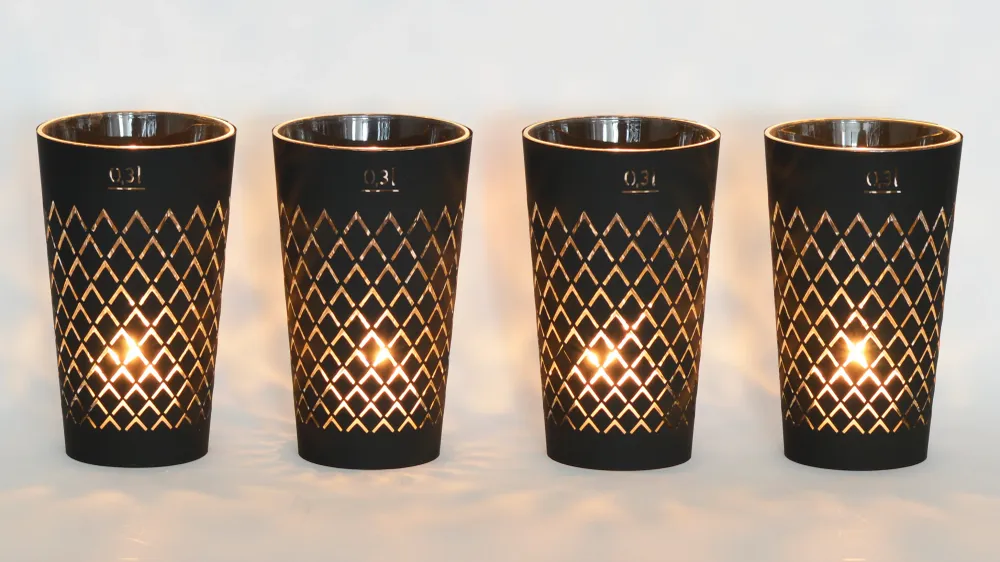 Lot de 4 luminaires striés noir