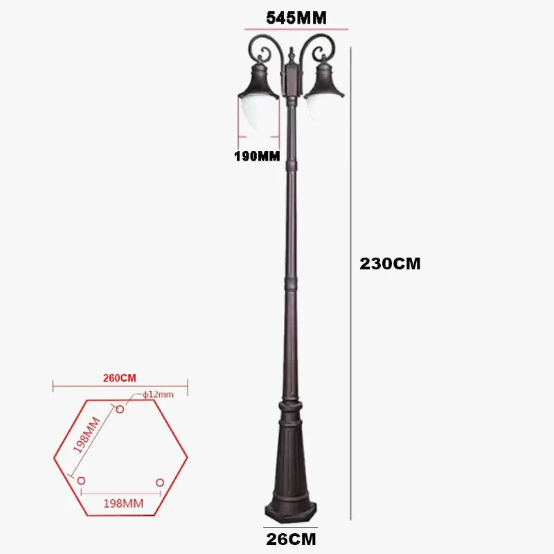 lampadaire extérieur rétro étanche style européen pour jardin Lumeers_marketplace