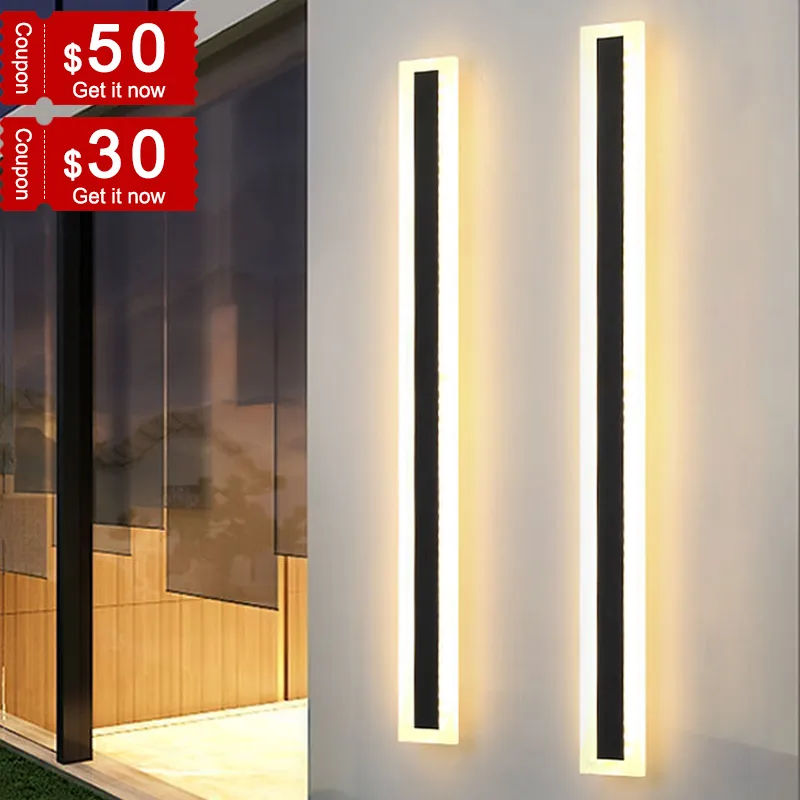 Porche lumière longue applique murale extérieure étanche moderne longue bande LED éclairage applique IP65 jardin applique...