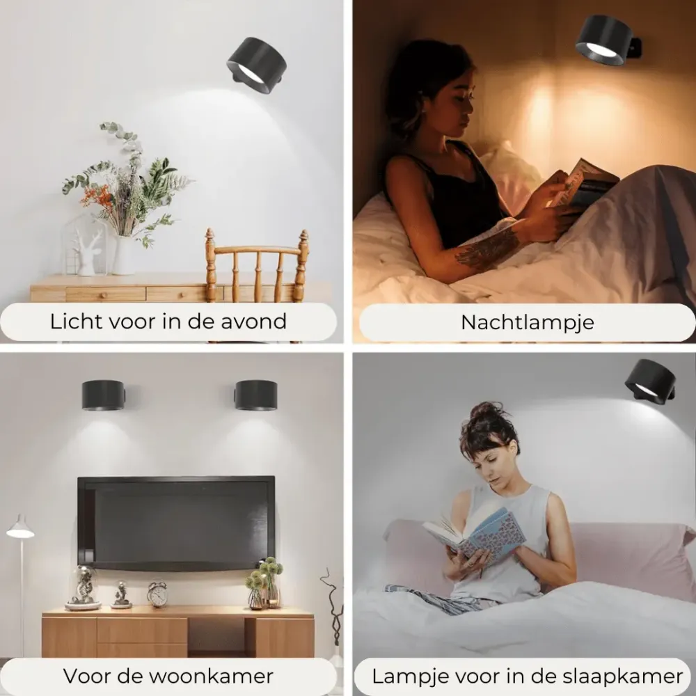 LumiFree - Lampe Murale Rechargeable sans Fil à 360°