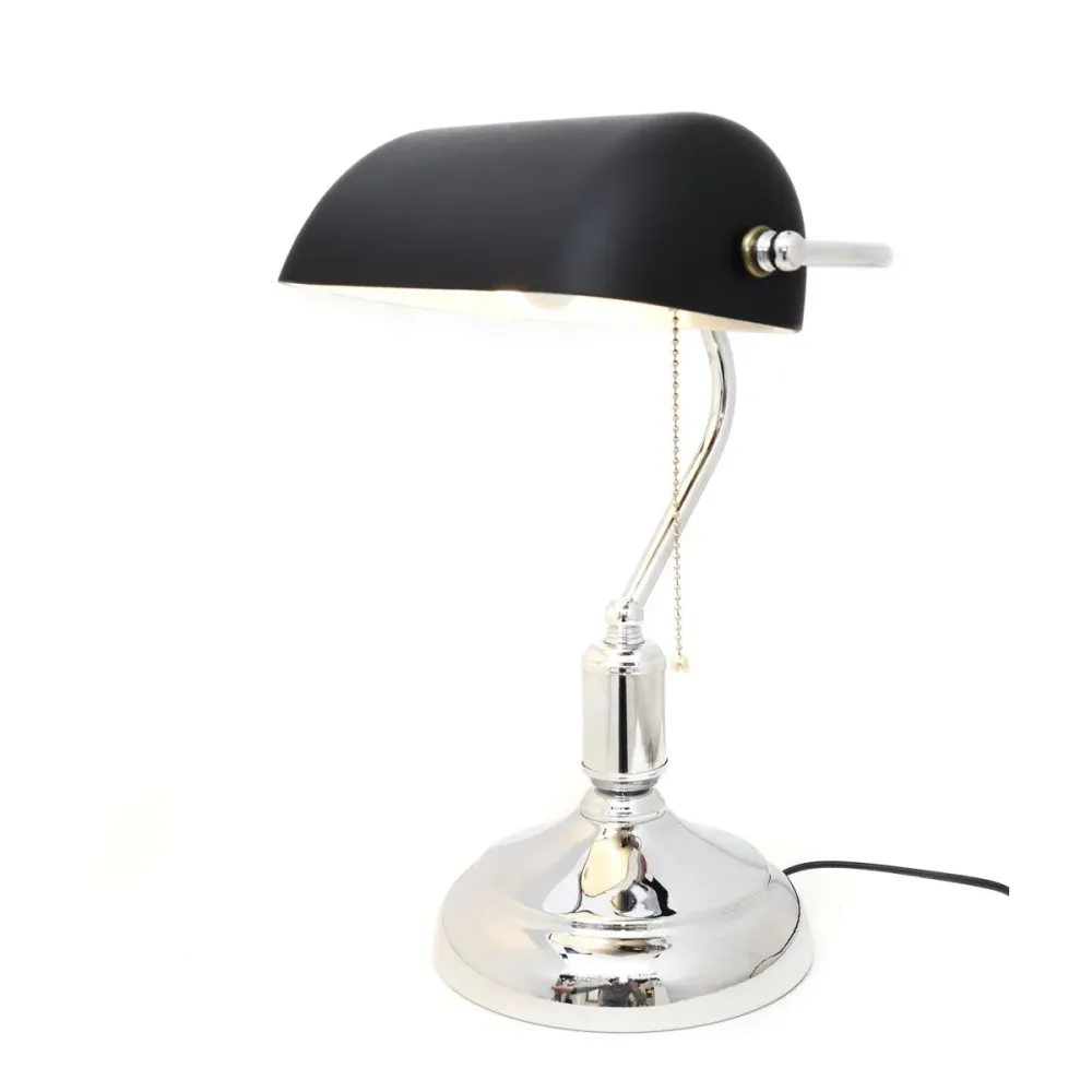 Lampe de bureau Lumina Deco Banker 1L, douille E27, hauteur 38 cm Black