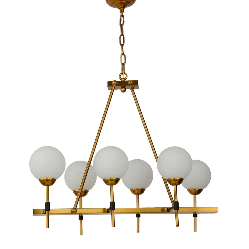 Plafonnier à suspension linéaire Lumina Deco Aldono 6L G9, L 70cm