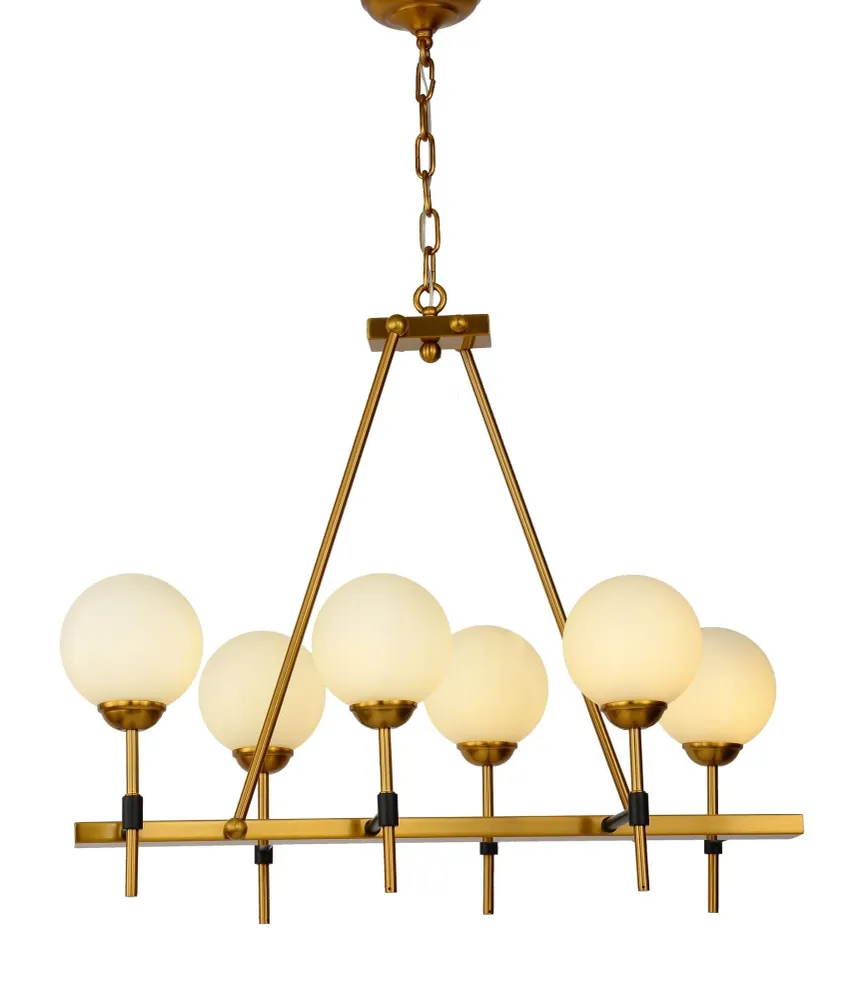 Plafonnier à suspension linéaire Lumina Deco Aldono 6L G9, L 70cm