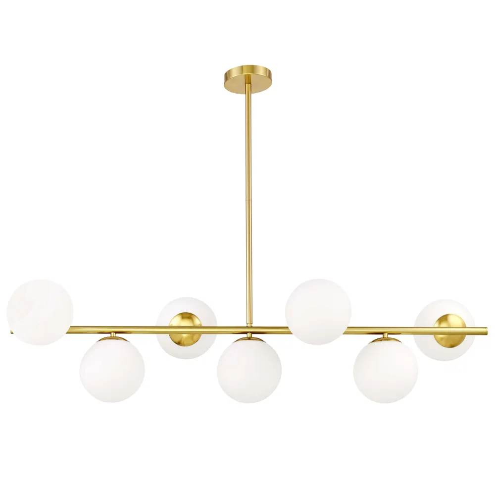 Plafonnier à suspension linéaire Lumina Deco Fredica 7L E27, D 15cm Black