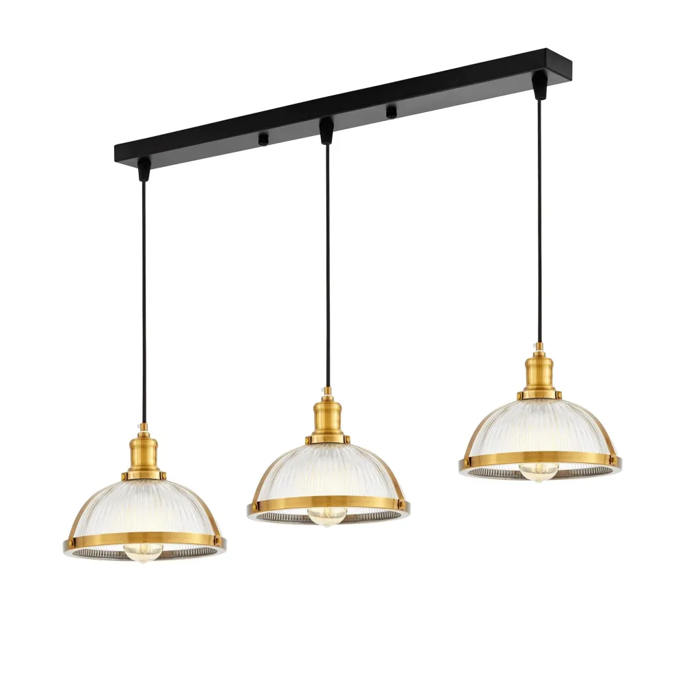 Suspension linéaire Lumina Deco Brico 3L, douille E27, largeur 70 cm Chrome