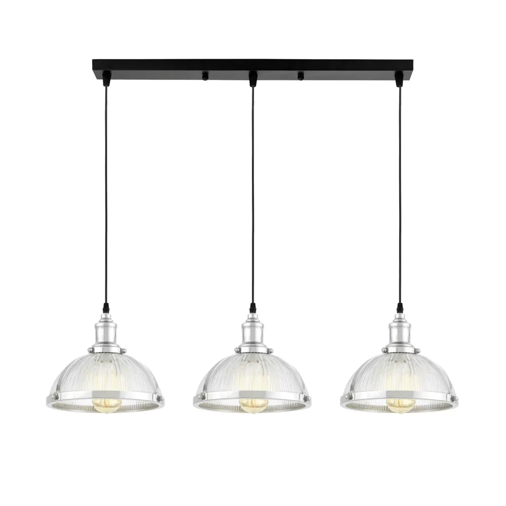 Suspension linéaire Lumina Deco Brico 3L, douille E27, largeur 70 cm Chrome