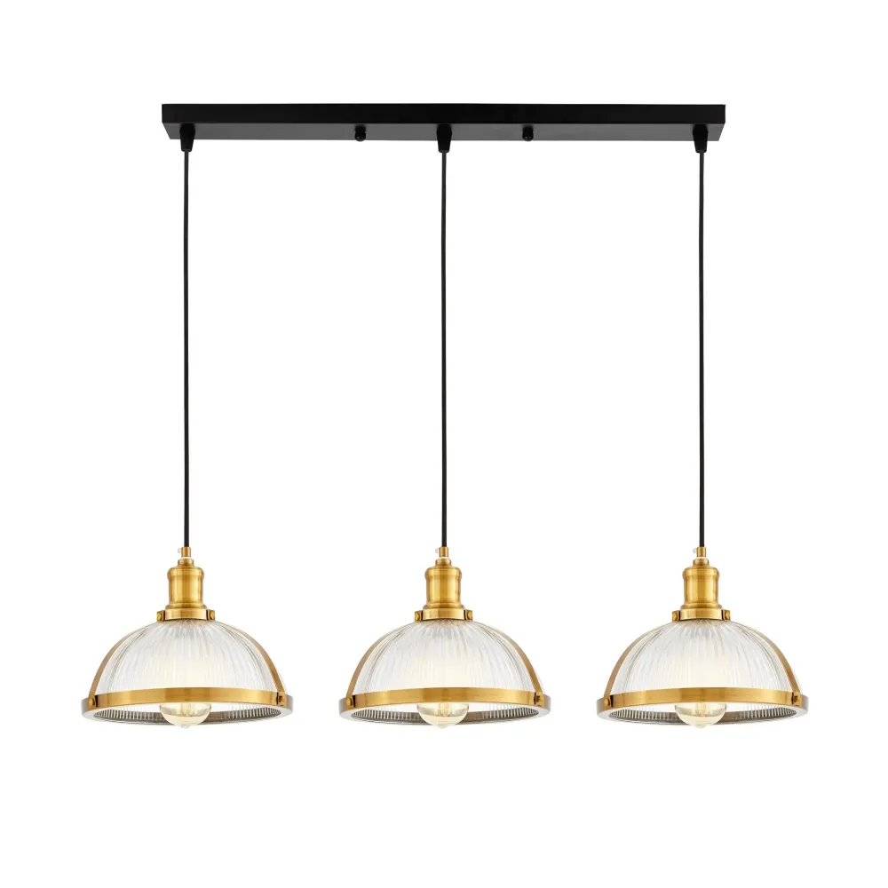 Suspension linéaire Lumina Deco Brico 3L, douille E27, largeur 70 cm Chrome