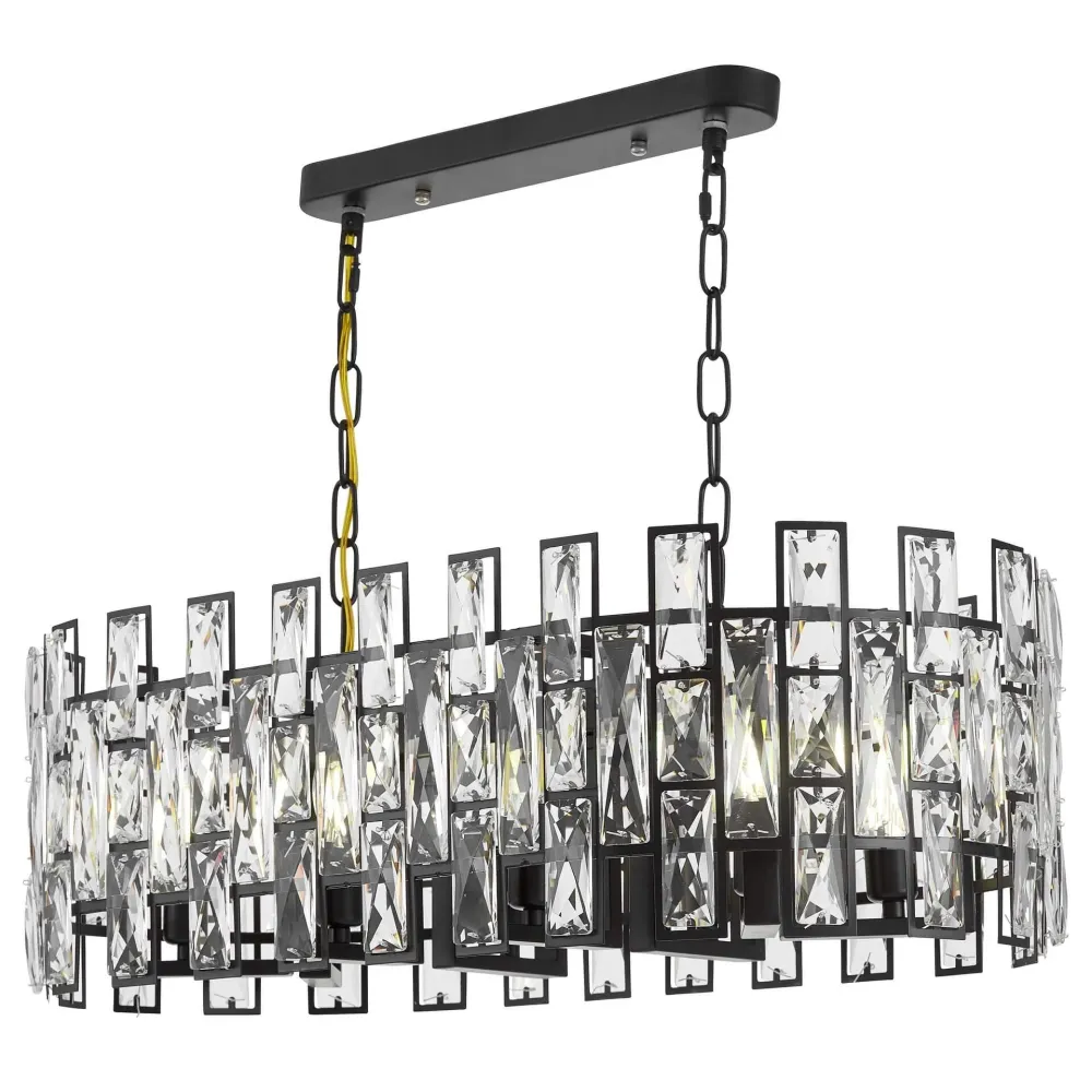 Suspension linéaire Lumina Deco Fiorina 8L, douille E14, largeur 70 cm Black