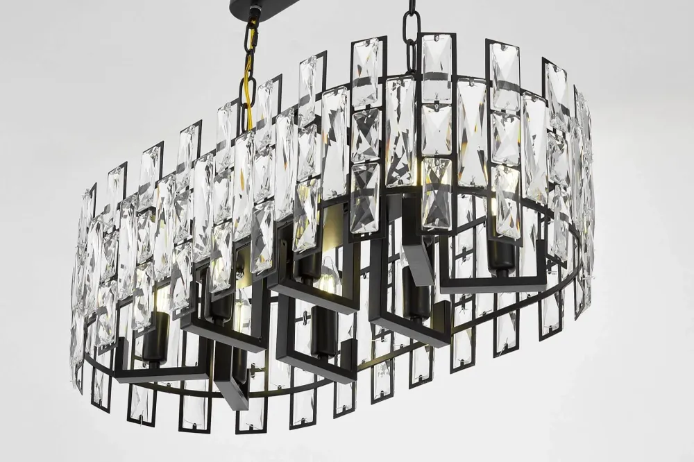 Suspension linéaire Lumina Deco Fiorina 8L, douille E14, largeur 70 cm Black