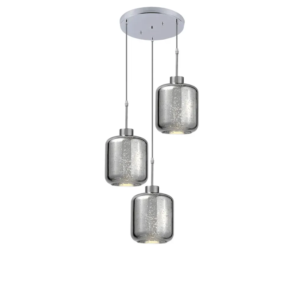 Suspension Lumina Deco Alacosmo 3L, douille E27, diamètre 18 cm Chrome