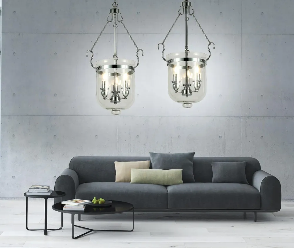 Suspension Lumina Deco Leo 3L, douille E14, diamètre 37 cm Chrome