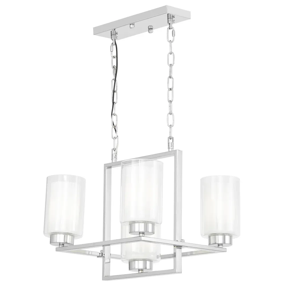 Suspension Lumina Deco Lino 5L, douille E14, hauteur 33 cm Chrome