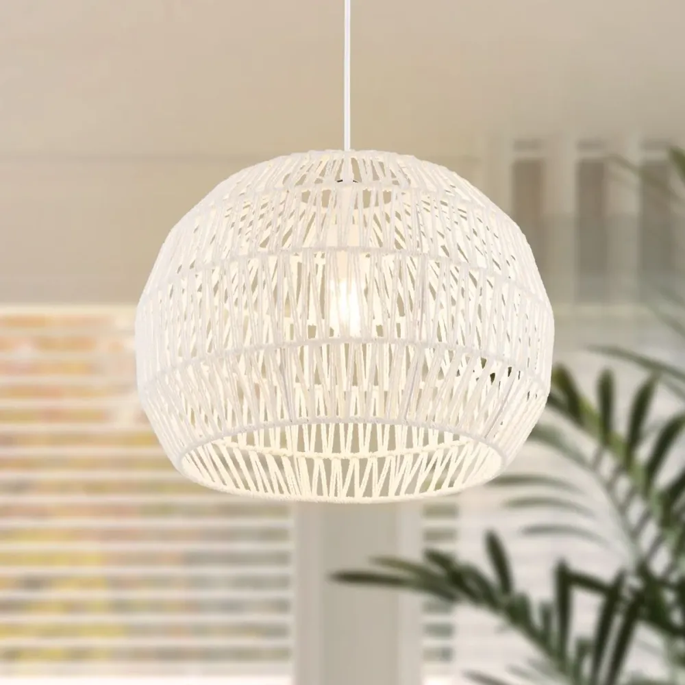 Luminaire Suspension en Forme Rond avec Corde Réglable