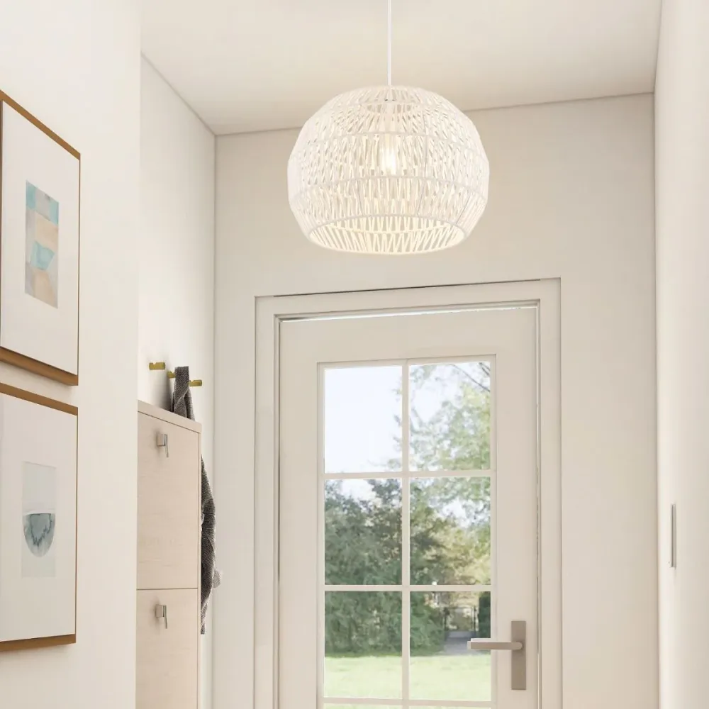 Luminaire Suspension en Forme Rond avec Corde Réglable