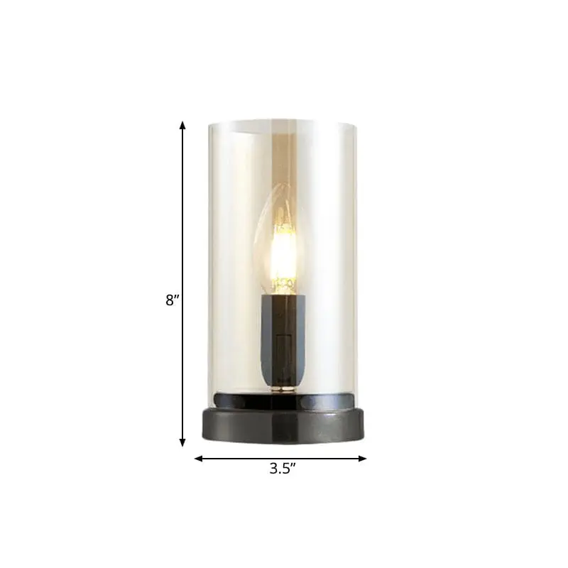 LumiNoir - Lampe de Table Industrielle en Verre Noir pour Salon
