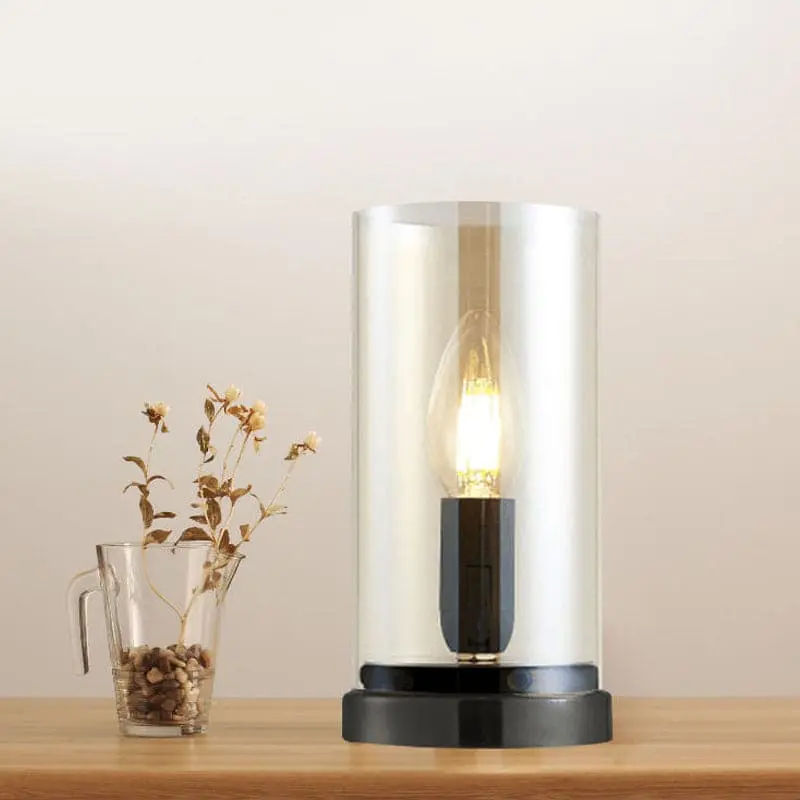 LumiNoir - Lampe de Table Industrielle en Verre Noir pour Salon