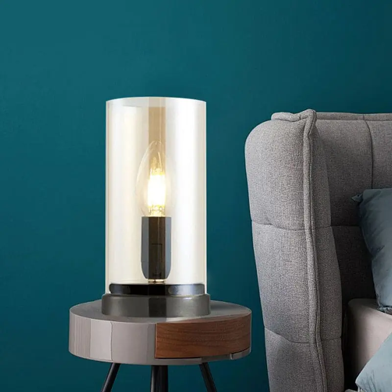 LumiNoir - Lampe de Table Industrielle en Verre Noir pour Salon