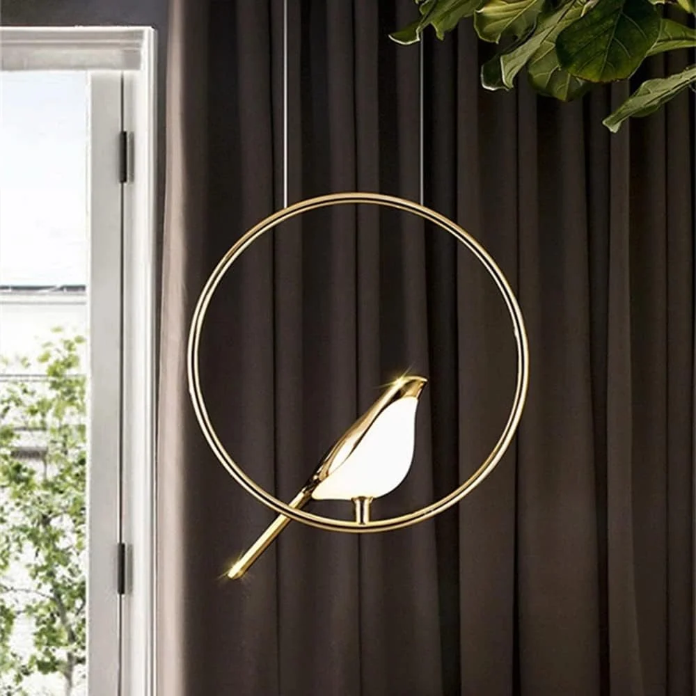 LumiOiseaux – Lampe suspendue cercle d'oiseaux