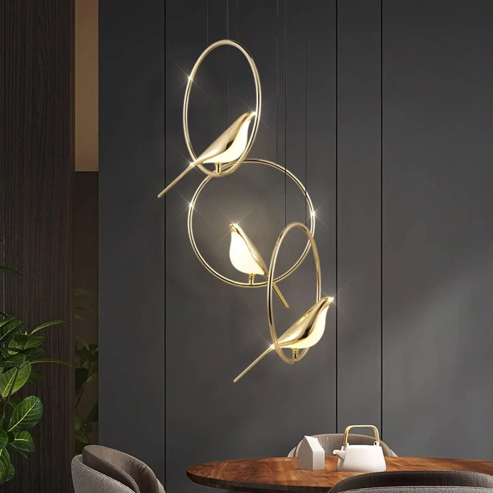 LumiOiseaux – Lampe suspendue cercle d'oiseaux