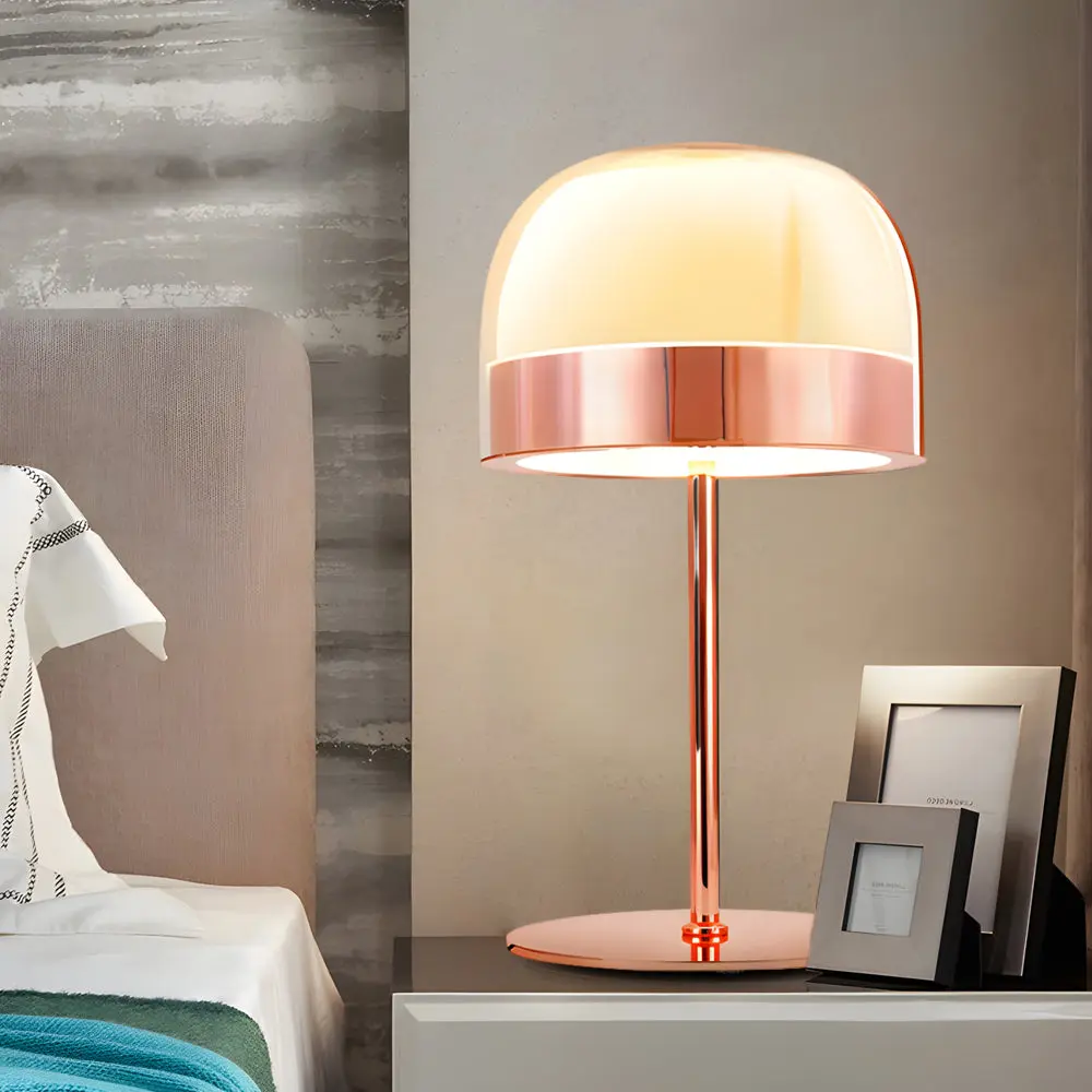 Lumière Élégante - Lampe de Table en Verre avec Éclairage Nocturne à Deux Couches