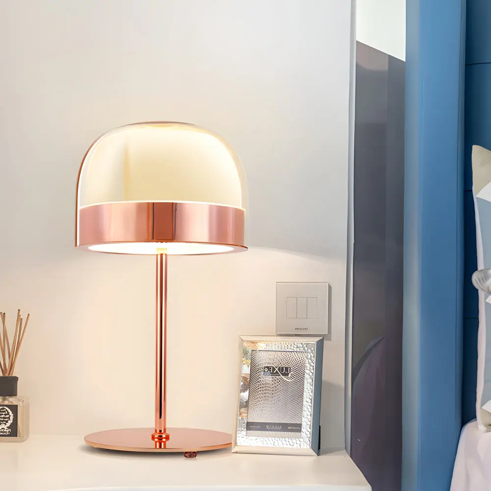Lumière Élégante - Lampe de Table en Verre avec Éclairage Nocturne à Deux Couches