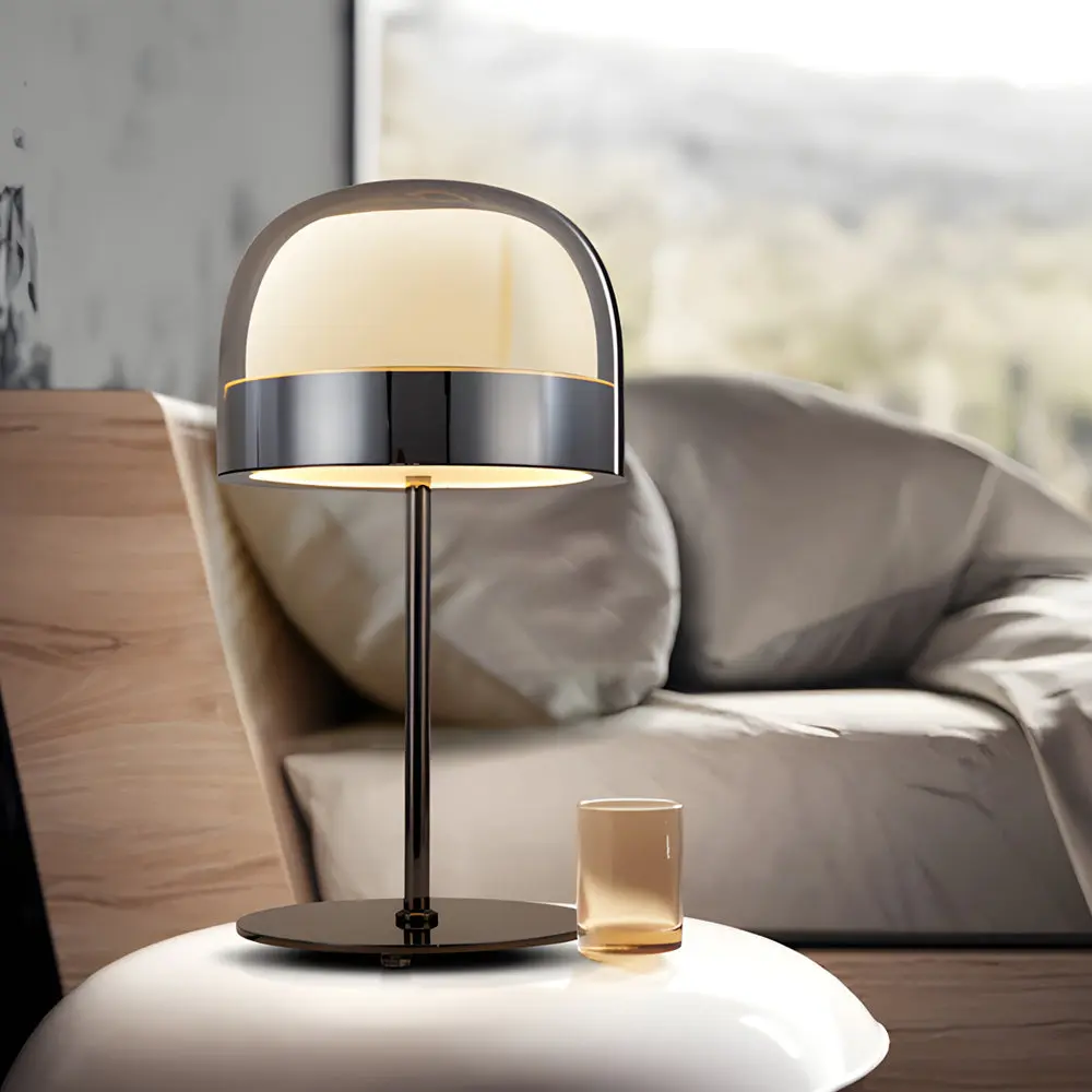 Lumière Élégante - Lampe de Table en Verre avec Éclairage Nocturne à Deux Couches