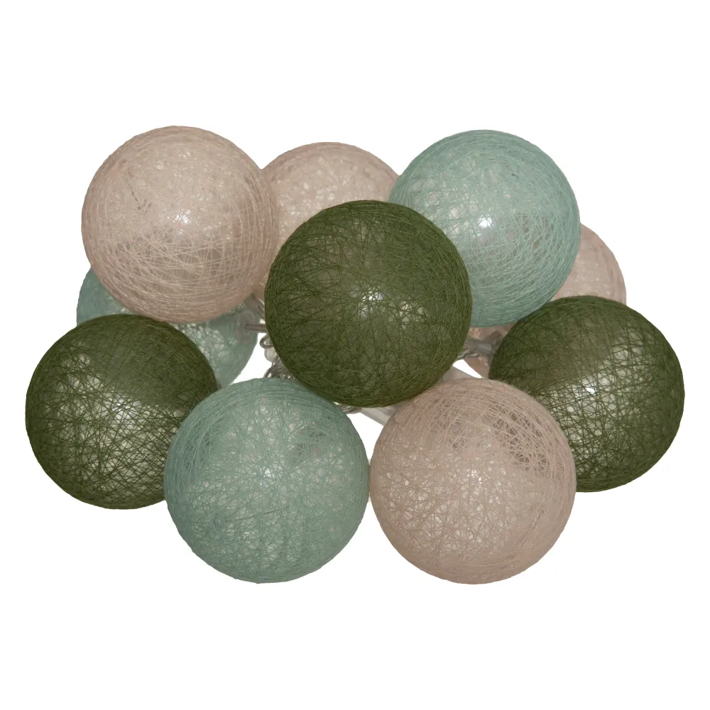 Lumières de Fête LED Atmosphera - Piles non incluses - 10 boules - Ø6cm - Kaki/Bleu/Nude