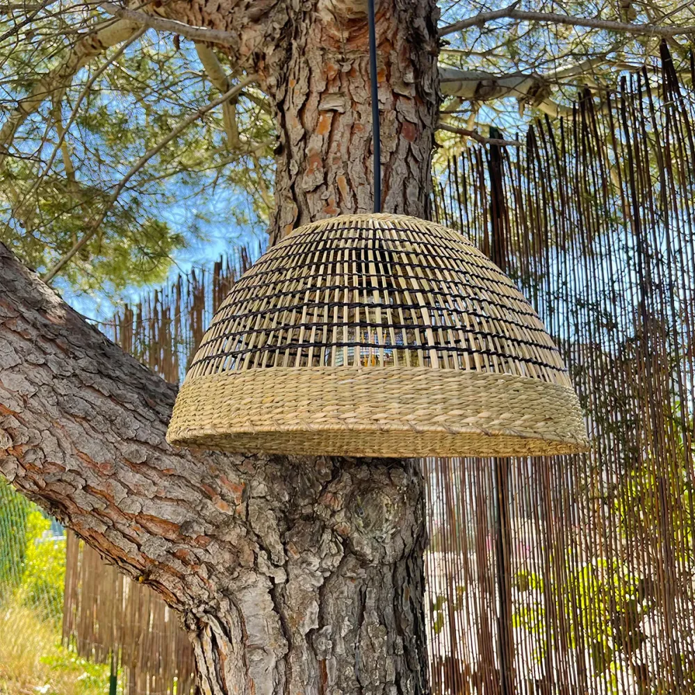 Abat jour naturel CESARE en herbe marine style bohème H19cm pour monture électrique E27 Lumisky