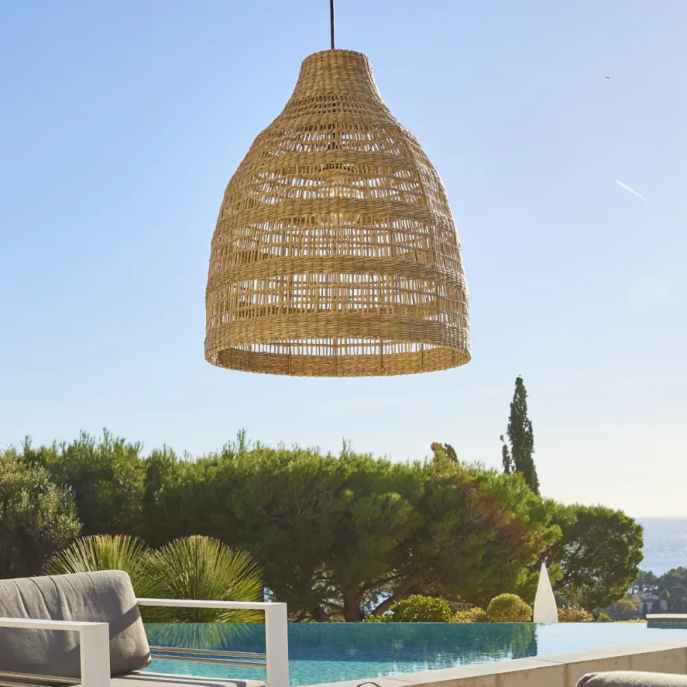 Abat jour naturel FREYA LONG en herbe marine style bohème H56cm pour monture électrique E27 Lumisky