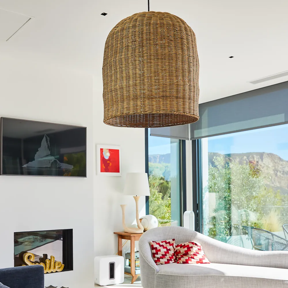 Abat jour naturel GIACOMO en rotin style bohème H45cm pour monture électrique E27 Lumisky
