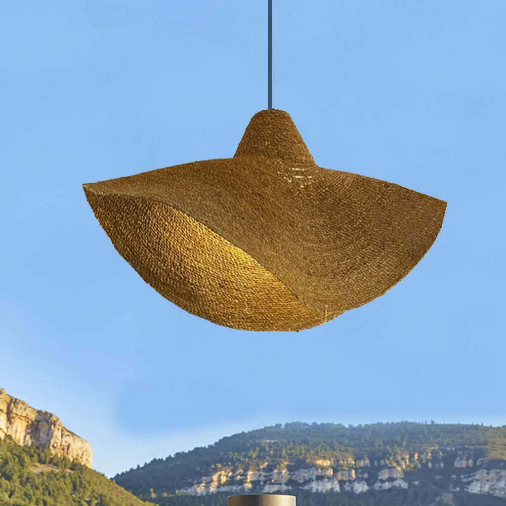 Abat jour naturel KLEIA en herbe marine style bohème H13 cm pour monture électrique E27 Lumisky
